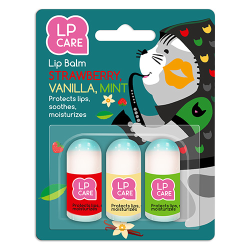 Бальзам для губ `LP CARE` (клубника, ваниль мята) 2,5x3 шт